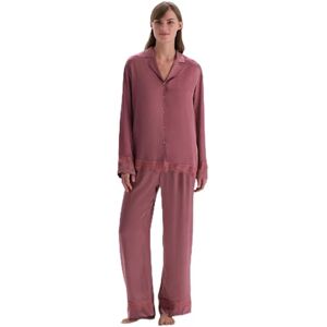 Dagi Women's Regular Waist Lace Detailed Woven Trousers Pyjama Bottom, Dusty Rose, Dagi Women's Regular Waist Lace Detailed Woven Trousers Pyjama Bottom, Dusty Rose,