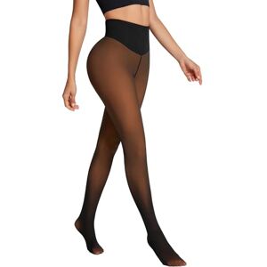 oufali One-Seam Fleece Lined Tights for Women Fake Sheer Thermal Leggings with Tummy Control & Butt Lifting Design, Bronze, XS-S oufali One-Seam Fleece Lined Tights for Women Fake Sheer Thermal Leggings with Tummy Control & Butt Lifting Design, Bronze, XS-S