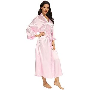 MizzGenio Silk Long Robes for Women Lightweight Long Satin Robes Pure Pink 4XL/5XL MizzGenio Silk Long Robes for Women Lightweight Long Satin Robes Pure Pink 4XL/5XL