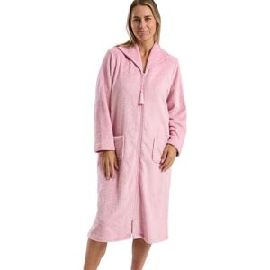 Marlon Womens Serena Zip Front Embossed Fleece Housecoat Zip Up Bath Robe, Rose Swirl, L Marlon Womens Serena Zip Front Embossed Fleece Housecoat Zip Up Bath Robe, Rose Swirl, L