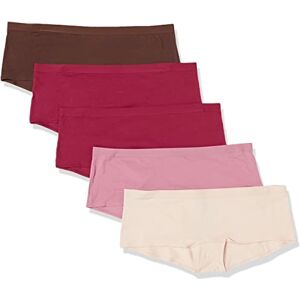 Amazon Essentials Women's Cotton Boyshort Knickers (Available in Plus Size), Pack of 5, Blush/Brown/Burgundy/Pink, 20 Amazon Essentials Women's Cotton Boyshort Knickers (Available in Plus Size), Pack of 5, Blush/Brown/Burgundy/Pink, 20