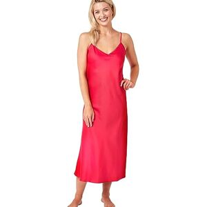 Indigo Sky Samsara Long Satin Chemise Nightdress, Red, 12-14 Indigo Sky Samsara Long Satin Chemise Nightdress, Red, 12-14