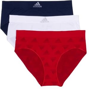 adidas Women's Seamless Brief Panties 3-Pack, Vivid Red W. Logo Jacq/White/Night Indigo, L (Pack of 3) adidas Women's Seamless Brief Panties 3-Pack, Vivid Red W. Logo Jacq/White/Night Indigo, L (Pack of 3)