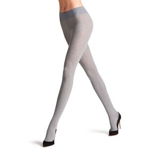 FALKE Women's Family Rib W Ti Cotton Plain 1 Pair Tights, Grey Light Melange 3390, S FALKE Women's Family Rib W Ti Cotton Plain 1 Pair Tights, Grey Light Melange 3390, S