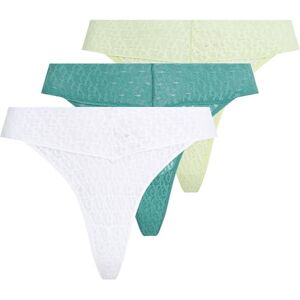 Calvin Klein Women's 3 Pack Low Rise Thongs with Lace, Multicolor (White/Highline Green/Lively Teal), M Calvin Klein Women's 3 Pack Low Rise Thongs with Lace, Multicolor (White/Highline Green/Lively Teal), M