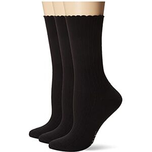 HUE Women's Pack Pointelle Scalloped Crew Socks 3 Pairs, Black, One Size (Pack of 3) HUE Women's Pack Pointelle Scalloped Crew Socks 3 Pairs, Black, One Size (Pack of 3)
