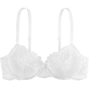 DORINA Women's Lianne Lightly Padded Demi Bra Underwired Moulded Cups with Lace Scalloped Edge and Adjustable Straps, White DORINA Women's Lianne Lightly Padded Demi Bra Underwired Moulded Cups with Lace Scalloped Edge and Adjustable Straps, White