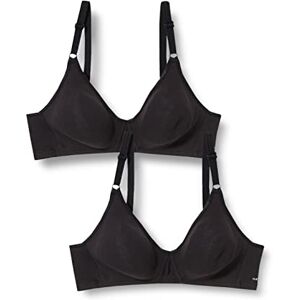 Nur Die Pack of 2 Cotton Bra Non-Wired Double Layer Soft Cup Bra Soft Comfortable Invisible Seamless Under Clothing Women, Black, 36C Nur Die Pack of 2 Cotton Bra Non-Wired Double Layer Soft Cup Bra Soft Comfortable Invisible Seamless Under Clothing Women, Black, 36C