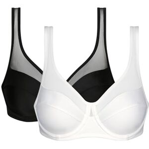 DIM Women Generous Classic Bra x2 Perfect Support for Bigger Cups Thick Stretch Microfibre U-Back and Wide Straps Modern Look and Absolute Comfort Black/White 36D DIM Women Generous Classic Bra x2 Perfect Support for Bigger Cups Thick Stretch Microfibre U-Back and Wide Straps Modern Look and Absolute Comfort Black/White 36D
