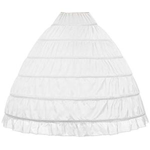WOWBRIDAL Women 6 Hoops Skirt Crinoline Petticoats Slips Floor Length for Bridal Gown White WOWBRIDAL Women 6 Hoops Skirt Crinoline Petticoats Slips Floor Length for Bridal Gown White