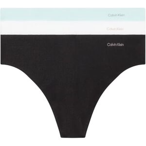 Calvin Klein Women Pack of 3 Thong Invisibles Cotton Seamless, Multicolor (Black/White/Island Reef), L Calvin Klein Women Pack of 3 Thong Invisibles Cotton Seamless, Multicolor (Black/White/Island Reef), L