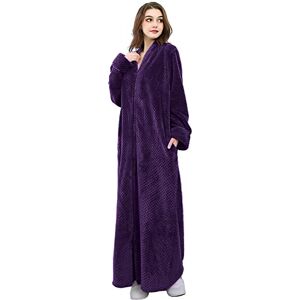Hellomamma Womens Robes Warm Plush Winter Robe, Zip up Long Fleece Bath Robes Female, Zipper Bathrobes for Women, Purple, X-Large Hellomamma Womens Robes Warm Plush Winter Robe, Zip up Long Fleece Bath Robes Female, Zipper Bathrobes for Women, Purple, X-Large
