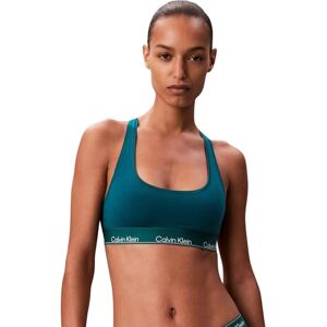 Calvin Klein Women’s Unlined Bralette with Logo Band, Blue (Turf), L Calvin Klein Women’s Unlined Bralette with Logo Band, Blue (Turf), L
