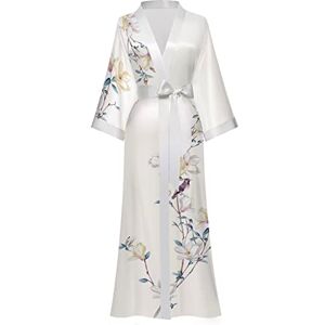 Moreone Women's Silk Kimono Robes Long Bathrobes Female Sleepwear Floral Print Wedding Robe Nightgown Satin Bridesmaid Robes, 4-white, One Size Moreone Women's Silk Kimono Robes Long Bathrobes Female Sleepwear Floral Print Wedding Robe Nightgown Satin Bridesmaid Robes, 4-white, One Size