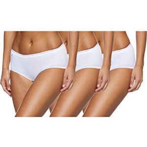 Sloggi Women's Basic+ Midi 3 Pack Brief, White, 20 UK Sloggi Women's Basic+ Midi 3 Pack Brief, White, 20 UK