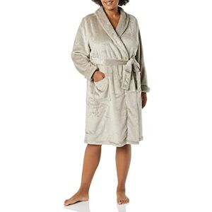 Amazon Essentials Women's Mid-Length Plush Dressing Gown Discontinued Colours, Grey, XXL Plus Amazon Essentials Women's Mid-Length Plush Dressing Gown Discontinued Colours, Grey, XXL Plus