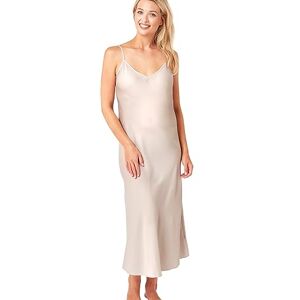 Indigo Sky Samsara Long Satin Chemise Nightdress, Ivory MA, 20-22 Indigo Sky Samsara Long Satin Chemise Nightdress, Ivory MA, 20-22