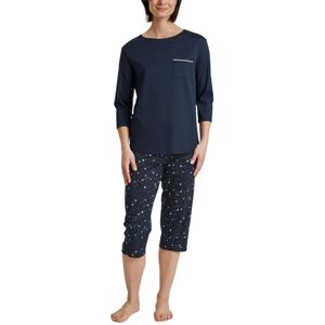 Calida Sweet Dreams Women's 3/4 Pyjamas 100% Cotton Trousers with Fabric Covered Elastic Waistband, Peacoat Blue, 36-38 Calida Sweet Dreams Women's 3/4 Pyjamas 100% Cotton Trousers with Fabric Covered Elastic Waistband, Peacoat Blue, 36-38