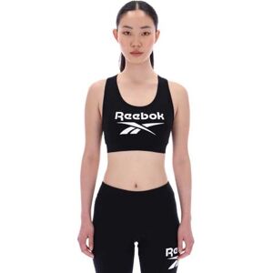 Reebok Women's Monroe Scoop Neck Big Logo Bra Top Bustier Black Reebok Women's Monroe Scoop Neck Big Logo Bra Top Bustier Black