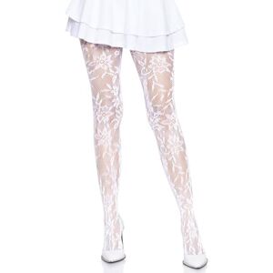 Leg Avenue Seamless Floral lace Tights, One Size(White) Leg Avenue Seamless Floral lace Tights, One Size(White)