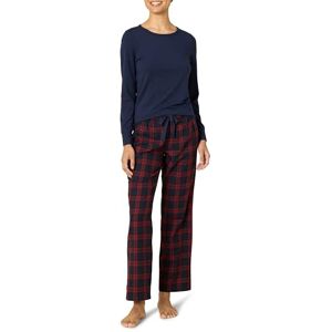 Amazon Essentials Women's Lightweight Flannel Pant and Long-Sleeve T-Shirt Sleep Set, Burgundy Plaid/Navy, Medium Amazon Essentials Women's Lightweight Flannel Pant and Long-Sleeve T-Shirt Sleep Set, Burgundy Plaid/Navy, Medium