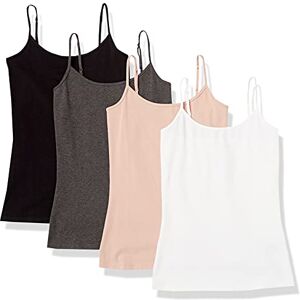 Amazon Essentials Women's Slim-Fit Camisole, Pack of 4, Black/Charcoal Heather/Dusty Pink/White, XS Amazon Essentials Women's Slim-Fit Camisole, Pack of 4, Black/Charcoal Heather/Dusty Pink/White, XS