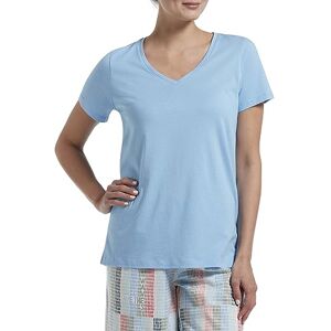 HUE Women's Short Sleeve V-Neck Sleep Tee Pajama Top, Bella Blue, Large HUE Women's Short Sleeve V-Neck Sleep Tee Pajama Top, Bella Blue, Large