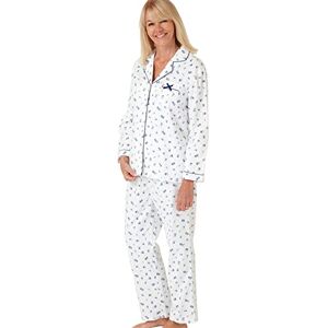 Marlon Womens Blanche Printed Brushed Cotton Piped Revere Collar Pyjama, Nina Ocean Blue, 20-22 Marlon Womens Blanche Printed Brushed Cotton Piped Revere Collar Pyjama, Nina Ocean Blue, 20-22