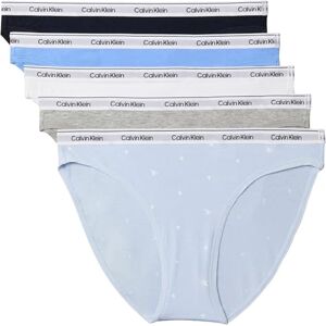 Calvin Klein Women’s 5 Pack Bikini Briefs Low Rise Underwear, Multicolor (Shoreline/Blue Descent/White/Gre), M Calvin Klein Women’s 5 Pack Bikini Briefs Low Rise Underwear, Multicolor (Shoreline/Blue Descent/White/Gre), M