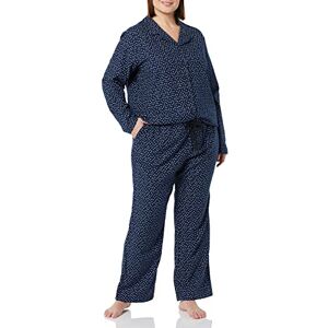 Amazon Essentials Women's Flannel Long-Sleeved Button Front Shirt and Trousers Pyjama Set, Navy, Dots Print, L Amazon Essentials Women's Flannel Long-Sleeved Button Front Shirt and Trousers Pyjama Set, Navy, Dots Print, L