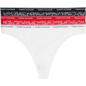 Tommy Hilfiger Women's 3 Pack Premium Essential Thongs, Multicolor (Desert Sky/White/Primary Red), S Tommy Hilfiger Women's 3 Pack Premium Essential Thongs, Multicolor (Desert Sky/White/Primary Red), S