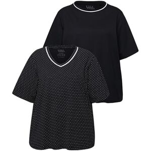 Ulla Popken Ladies Plus Size Plus Size Pyjama Shirts 2 Pack Polka Dot Plain Half Sleeve, Black, 32 UK/34 UK Ulla Popken Ladies Plus Size Plus Size Pyjama Shirts 2 Pack Polka Dot Plain Half Sleeve, Black, 32 UK/34 UK