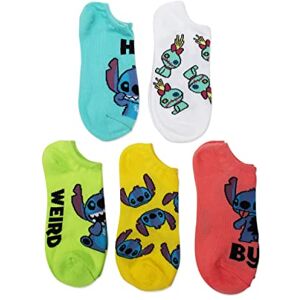 Disney Lilo and Stitch Mood 5 Pack (5 Pair) No Show Socks Disney Lilo and Stitch Mood 5 Pack (5 Pair) No Show Socks