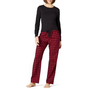 Amazon Essentials Women's Lightweight Flannel Pant and Long-Sleeve T-Shirt Sleep Set, Black and Classic Buffalo Check, Large Amazon Essentials Women's Lightweight Flannel Pant and Long-Sleeve T-Shirt Sleep Set, Black and Classic Buffalo Check, Large