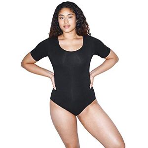 American Apparel Women's Cotton Spandex Short Sleeve Scoop Back Bodysuit Bodystocking, Black, Large American Apparel Women's Cotton Spandex Short Sleeve Scoop Back Bodysuit Bodystocking, Black, Large