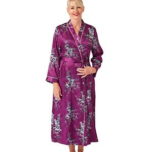 Marlon Womens Vara Piped Floral Printed Satin Long Robe, Fuchsia, 14-16 Marlon Womens Vara Piped Floral Printed Satin Long Robe, Fuchsia, 14-16