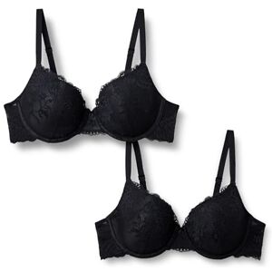 Amazon Essentials Women's Stretch Galloon Lace Full Cup Wired Bra, Pack of 2, Black, 38B Amazon Essentials Women's Stretch Galloon Lace Full Cup Wired Bra, Pack of 2, Black, 38B