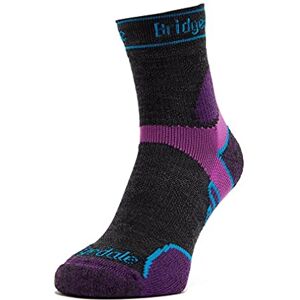 Bridgedale TRAIL RUN Lightweight T2 Merino Sport 3/4 Crew Women's X-Large Charcoal/Purple Bridgedale TRAIL RUN Lightweight T2 Merino Sport 3/4 Crew Women's X-Large Charcoal/Purple