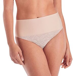 Maidenform Women's Tame Your Tummy Shaping Thong with Cool Comfort Waist Shapewear, Transparent/Nude Lace, Medium Maidenform Women's Tame Your Tummy Shaping Thong with Cool Comfort Waist Shapewear, Transparent/Nude Lace, Medium