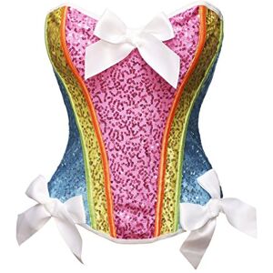 Bslingerie Womens Waist Cincher Bustier Boned Corset, Rainbow -2, XL Bslingerie Womens Waist Cincher Bustier Boned Corset, Rainbow -2, XL
