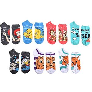 Disney Women's Show Socks, White 80s (7 Pack), One Size Disney Women's Show Socks, White 80s (7 Pack), One Size