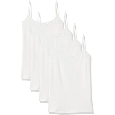 Amazon Essentials Women's Slim-Fit Camisole, Pack of 4, White, Large Amazon Essentials Women's Slim-Fit Camisole, Pack of 4, White, Large
