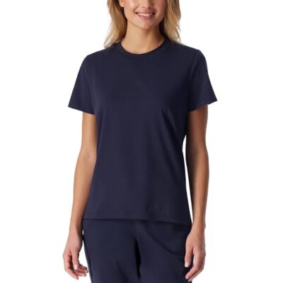 Schiesser Women's Sleep Shirt Short Sleeve Cotton Mix + Relax Pyjama Top (Pack of 1), Deep Blue_184111, 16 Schiesser Women's Sleep Shirt Short Sleeve Cotton Mix + Relax Pyjama Top (Pack of 1), Deep Blue_184111, 16