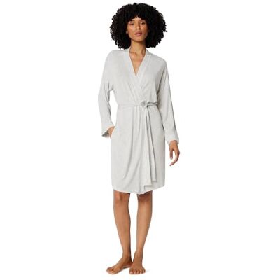 Amazon Essentials Women's Long Sleeve Robe, Modal-Blend Bathrobe, Light Grey Heather, XS Amazon Essentials Women's Long Sleeve Robe, Modal-Blend Bathrobe, Light Grey Heather, XS