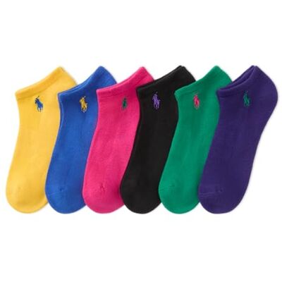 Ralph Lauren Women's Performance Cotton Low Cut Socks-6 Pair Pack-Breathable Mesh & Sport Cushioning Half, Bright Assorted, 8-10 UK (Pack of 6) Ralph Lauren Women's Performance Cotton Low Cut Socks-6 Pair Pack-Breathable Mesh & Sport Cushioning Half, Bright Assorted, 8-10 UK (Pack of 6)