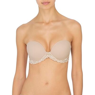 Natori Women's Feathers Strapless Plunge Multiway Bra, Cafe, 34DD Natori Women's Feathers Strapless Plunge Multiway Bra, Cafe, 34DD