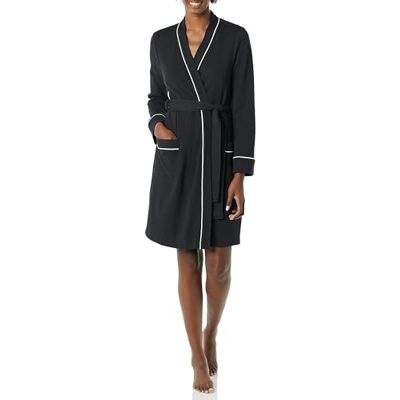 Amazon Essentials Women's Lightweight Waffle Mid-Length Dressing Gown (Available in Plus Size), Black, XL Amazon Essentials Women's Lightweight Waffle Mid-Length Dressing Gown (Available in Plus Size), Black, XL