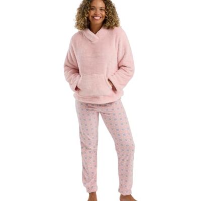 Indigo Sky Women's Sasha Cosy Fleece Pyjama Set, Pink, 16-18 Indigo Sky Women's Sasha Cosy Fleece Pyjama Set, Pink, 16-18