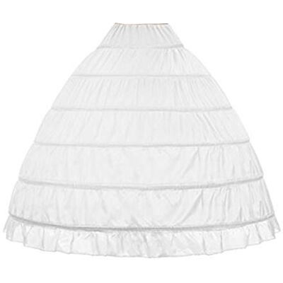 WOWBRIDAL Women 6 Hoops Skirt Crinoline Petticoats Slips Floor Length for Bridal Gown White WOWBRIDAL Women 6 Hoops Skirt Crinoline Petticoats Slips Floor Length for Bridal Gown White