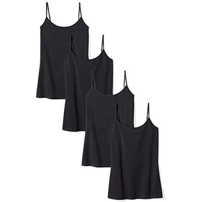 Amazon Essentials Women's Slim-Fit Camisole, Pack of 4, Black, XS Amazon Essentials Women's Slim-Fit Camisole, Pack of 4, Black, XS